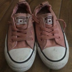 Pink converse. No ties scrunch backs. Size 5.